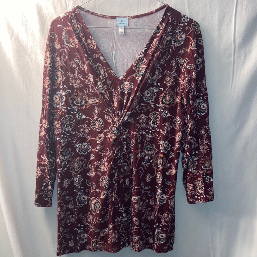 DRESSBARN FLORAL 3/4 SLEEVE BLOUSE